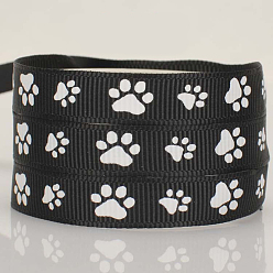 Черный 100 репсовые ленты из полиэстера с принтом в ярдах, аксессуары для одежды, отпечаток лапы, чёрные, 3/8 дюйм (9 мм)