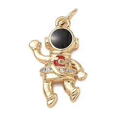 Doré  Pendentifs en laiton zircon cubique transparent, avec l'émail, charmes d'astronaute, colorées, or, 18x10x3mm, Trou: 3mm