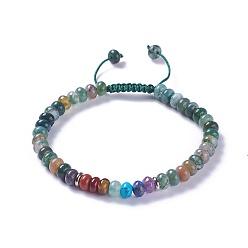 Agate Mousse Nylon réglable bracelets cordon tressé de perles, avec perles d'agate mousse naturelle et alliages, 2-1/8 pouces ~ 2-1/2 pouces (5.4~6.5 cm)