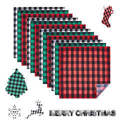 Mixed Color Heat Transfer Vinyl Patches, Christmas Buffalo Plaid Pattern, for DIY Iron on Fabrics T-Shirts, Mixed Color, 30x30x0.04cm