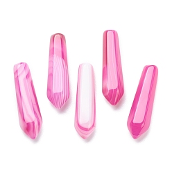 Ярко-Розовый Бусины из натурального полосатого агата, лечебные камни, палочка для медитативной терапии, уравновешивающая энергию рейки, пуля, неочищенные / без отверстий, окрашенные, граненые, для проволоки, свернутой подвесками решений, ярко-розовый, 29~33x7.5~8.5 мм