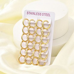 Настоящее золото 18K Вакуумное покрытие pvd 304 серьги-кольца из нержавеющей стали для женщин, реальный 18 k позолоченный, 20x3 мм