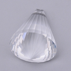 Clair Pendentifs en verre transparent, pour pendentifs suspendus en cristal lustre, facette, cône, clair, 42x31mm, Trou: 2mm