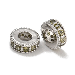 Темно-Золотистый Стойки обшивки латунь микро проложить кубического циркония бусы, без свинца и без кадмия, долговечный, платина, круглые, темные золотарник, 6x2.5 мм, отверстие : 2.5 мм