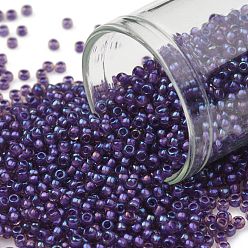 (928) Inside Color AB Rosaline/Opaque Purple Lined TOHO Round Seed Beads, Japanese Seed Beads, (928) Inside Color AB Rosaline/Opaque Purple Lined, 11/0, 2.2mm, Hole: 0.8mm, about 5555pcs/50g