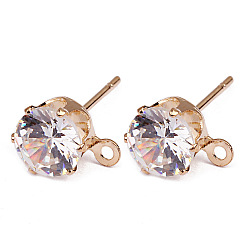 Золотой Серьги-пальцы из латуни с микропаве из кубического циркония, золотые, 6 мм, 50 шт / комплект