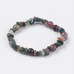 (RRHB277) Кристалл на подкладке из медово-бежевого цвета Стрейч браслеты, с натуральными индийскими бусинами агата, 2-3/8 дюйм (6.2 см)