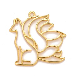 Золотой Подвесные подвески из сплава, для diy уф смолы, эпоксидная смола, Прессованные цветочные украшения, без кадмия и без свинца, Девятихвостый лис, золотые, 44x44.5x2.2 мм, отверстие : 3 мм