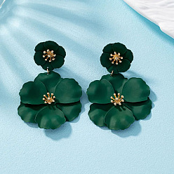 Золотой Серьги-гвоздики из сплава с цветочным рисунком, покрытые слоем краски для выпечки, темно-серый, золотые, 65x45 мм