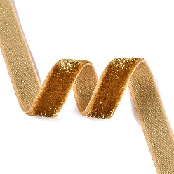 Verge D'or Foncé Ruban de velours simple face à paillettes scintillantes, Ruban en polyester et nylon avec cordon métallique, pour accessoires de vêtement, verge d'or noir, 3/8 pouces (10 mm), environ 218.72 yards (200m)/rouleau