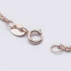 Rose Gold 925 Sterling Silver Chain Necklaces, with Spring Ring Clasps, with 925 Stamp, Rose Gold, 16 inch(40cm)x0.25mm