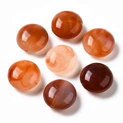 Coconut Brown Transparent Acrylic Beads, Two Tone, Flat Round, Coconut Brown, 15.5x8mm, Hole: 1.5mm, about: 390pcs/500g