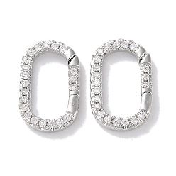 Прозрачный Застежки из латуни с микропаве и цирконием, покрытые стойкой, долговечный, без свинца и без кадмия, овальные, прозрачные, 17x10.5x2.5 мм