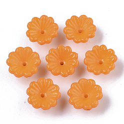 Orange Opaque AS Plastic Bead Caps, 5-Petal, Flower, Orange, 13x7.5mm, Hole: 1.2mm, about 1800pcs/500g