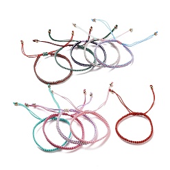 (52) Непрозрачная лаванда Плетеный браслет из полиэстера с пластиковыми бусинами ccb, регулируемый браслет дружбы для женщин, разноцветные, внутренний диаметр: 1-3/4~3-3/8 дюйм (4.5~8.5 см)