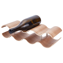 Peru Wood Wine Rack Storage Shelf, Wavy Shape Holders, Peru, 420x156x100mm