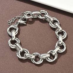 Нержавеющая Сталь Цвет 304 женские браслеты-цепочки из нержавеющей стали., цвет нержавеющей стали, 7-1/4 дюйм (18.5 см)