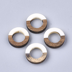Кремово-белый Соединительные кольца из смолы и орехового дерева, кольцо, кремово-белые, 18x4 мм