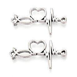 Античное Серебро Звенья / разъемы из сплава в тибетском стиле, сердцебиение, без кадмия и без свинца, античное серебро, 34.9x19x2 мм, отверстие : 1.4~1.6 мм, Около 478 шт / 1000 г