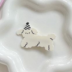 Античный Белый Милые акриловые заколки для волос из кожи аллигатора, аксессуары для волос для девочек женщин, собака, старинный белый, 60x50x40 мм
