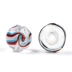 Deep Sky Blue Handmade Lampwork Beads, Round, Deep Sky Blue, 10~12x9~10mm, Hole: 1.6mm