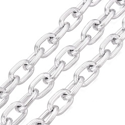 Silver Aluminium Cable Chains, Unwelded, with Spool, Silver, 15x9.5x2.5mm, about 32.81 Feet(10m)/Roll