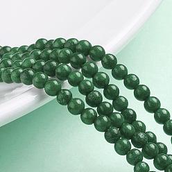 Green Natural Mashan Jade Round Beads Strands, Dyed, Green, 4mm, Hole: 1mm, about 98pcs/strand, 15.7 inch