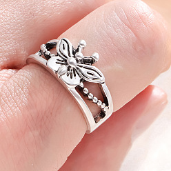 Античное Серебро Кольца из сплава для женщин, бабочка, античное серебро, размер США 6 (16.5 мм)