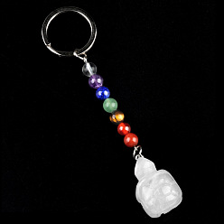 Хрусталь Брелок с кристаллами кварца, с кварцевым резонатором, аметист, ляпис, авантюрин, красный агат, красная яшма, черепаха, 11 см