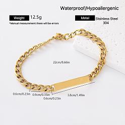 Rectangle Pulseras vintage de eslabones de acero inoxidable para mujer, dorado, Rectángulo, 304 pulgada (8.66 cm)