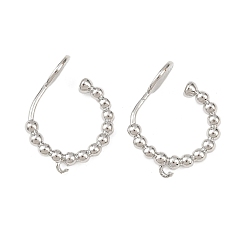 Платина Латунные серьги с клипсами, без свинца, без кадмии и без никеля, с петлей, платина, 24.5x18x2.5~8 мм, отверстие : 1.4 мм