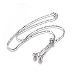 Нержавеющая Сталь Цвет Не тускнеющие 304 ожерелья с подвесками из нержавеющей стали, с коробкой цепи и омаров коготь застежками, круглые, цвет нержавеющей стали, 20.07 дюйм (51 см)