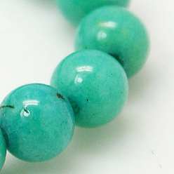 Dark Turquoise Natural Mashan Jade Round Beads Strands, Dyed, Dark Turquoise, 4mm, Hole: 1mm, about 98pcs/strand, 15.7 inch