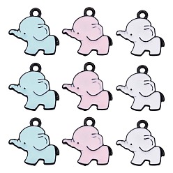 (52) Непрозрачная лаванда Подвески из эмали и сплава, слон, разноцветные, 19.5x20x1.5 мм, отверстие : 2 мм, 30 шт / коробка