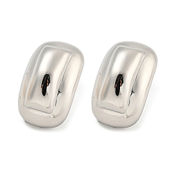 Platinum Rack Plating Brass Stud Earrings, Long-Lasting Plated, Lead Free & Cadmium Free,  Rectangle, Platinum, 27x17mm