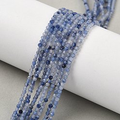 Синий Авантюрин Природные голубые авантюрин бисером пряди, граненые, круглые, окрашенная и подогревом, 2.5x2 мм, отверстие : 0.5 мм, около 187 шт / нитка, 14.96"~15.35" (38~39 см)