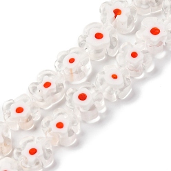 Прозрачный Handmade millefiori lampwork beads strands, слива, прозрачные, 9.5x10.5x3.5 мм, отверстие : 0.8 мм, около 35 шт / нитка, 14.17'' (36 см)