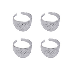 Platinum 4Pcs Iron Rings, Thimble Rings, Knitting Sewing Tool, Platinum, 1.3x1.9cm