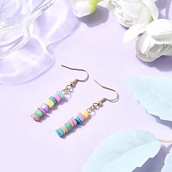 Золотой Болтаться серьги оболочки естественно, с 304 фурнитурой из нержавеющей стали, чип, золотые, 48.5x5.5 мм