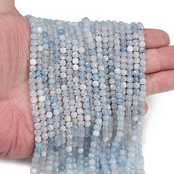Аквамарин Природные Аквамарин бисер нитей, граненые, кубические, 4x4x4 мм, отверстие : 0.6 мм, около 95 шт / нитка, 15.51 дюйм (39.4 см)
