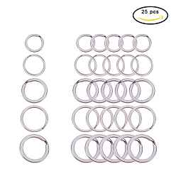 Stainless Steel Color 304 Stainless Steel Split Key Rings Sets, Stainless Steel Color, 2~3.3x20~32mm, about 5pcs/size