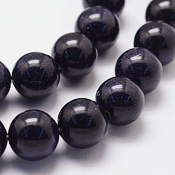 Blue Goldstone Synthetic Blue Goldstone Beads Strands, Dyed & Heated, Round, 12mm, Hole: 1.2mm