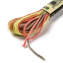 Salmon 10 Skeins 6-Ply Polyester Embroidery Floss, Cross Stitch Threads, Segment Dyed, Salmon, 0.5mm, about 8.75 Yards(8m)/skein