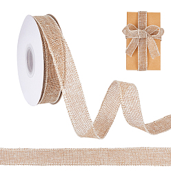 Светло-коричневый 1 рулоны мешковины, кружева, ленты из мешковины с краем из железной проволоки, загар, 1-1/8 дюйм (27 мм), около 19.90 ярдов (18.2 м) / рулон