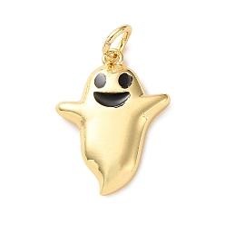 Ghost Латунные подвески, с эмалью, без кадмия и без свинца, реальный 18 k позолоченный, с целью перехода в кольце, призрак, 19x14x2.5 мм, отверстие : 3.2 мм