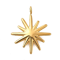 Настоящее золото 14K 304 подвески из нержавеющей стали, ионное покрытие (ip), очарование солнца, реальный 14 k позолоченный, 17x14x3 мм, отверстие : 1.8 мм