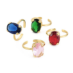 (52) Непрозрачная лаванда Овальное стеклянное открытое кольцо-манжета, настоящие позолоченные украшения из латуни для женщин, без кадмия и без свинца, разноцветные, размер США 18 (8 мм)