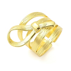 Золотой Латунные многослойные открытые манжеты с бантом для женщин, золотые, 23.5 мм