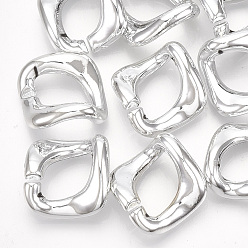 Platinum UV Plating ABS Plastic Linking Rings, Quick Link Connectors, For Curb Chains Making, Unwelded, Twist, Platinum, 20.5x20x9.5mm, Hole: 16x9.5mm