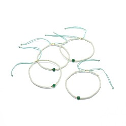 Натуральный Агат Регулируемые браслеты из бисера натурального агата, с нейлоновым шнуром и бисером / бисером хэйши, 4.3~7.95 см, 1.5 мм